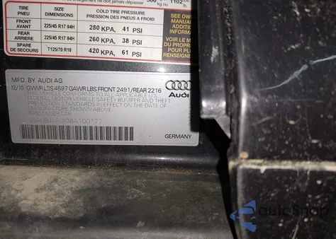 2011 Audi A3 2.0 Tdi Premium из США, поврежденный, VIN WAUBJAFM0BA100177